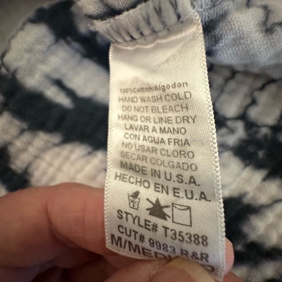 Stevie Hender short sleeve tie dye blouse. Navy/white. Boho. Size Medium - Picture 5 of 8